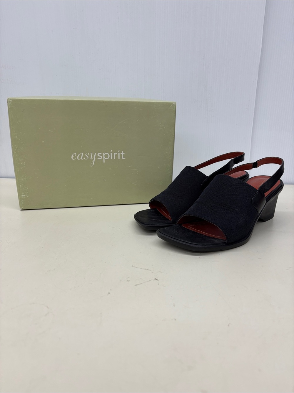 Easy Spirit Black Open-Toe Slingback Mules